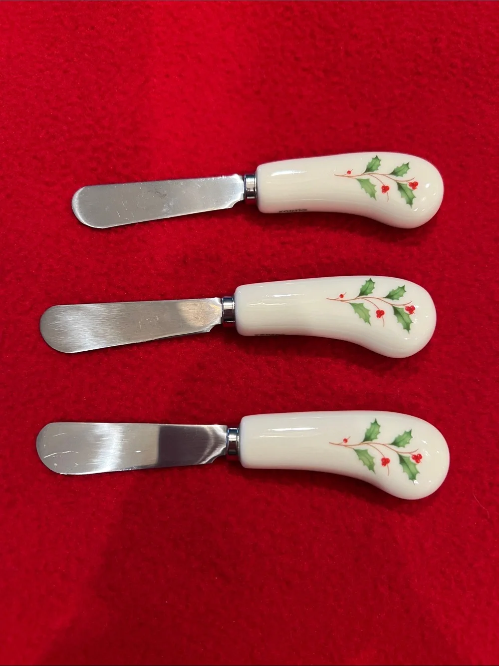 Lenox Holiday Cheese Spreaders, Classic Pattern  - Set of 3